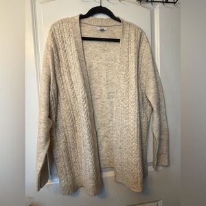 Croft & Barrow 1X Cream Open-Front Cable Knit Cardigan